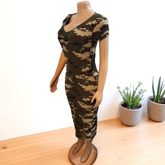 Camouflage Used Women Midi Dress - Picture 5 of 6